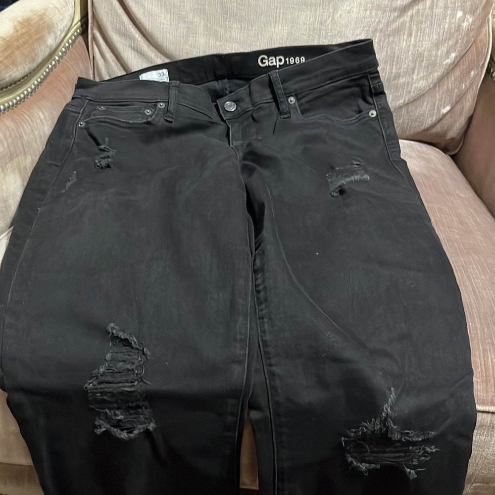 Gap black distressed high rise jeans